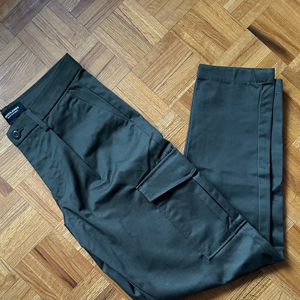 Jack and Jones Olive Cargo Trousers